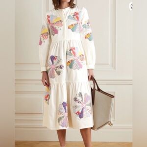 Sea NY Floral multicolor Patchwork Paloma shirt dress medium